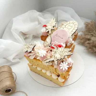 Ins-Style Wooden Fairy and Butterfly Cake Decorations for Children's Birthday Parties and Dessert Table Decorations