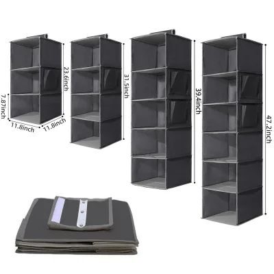 Multifunctional Shelf Closet Holders Foldable Non Woven Clothes Hanging Closet Organizer Storage with Draw