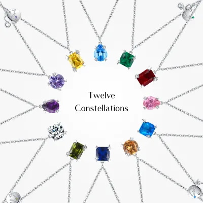 Luxury Fine Jewelry S925 Sterling Silver Scorpio Taurus Zodiac Sign Symbol Birthstone Charm Pendant Necklace for Women