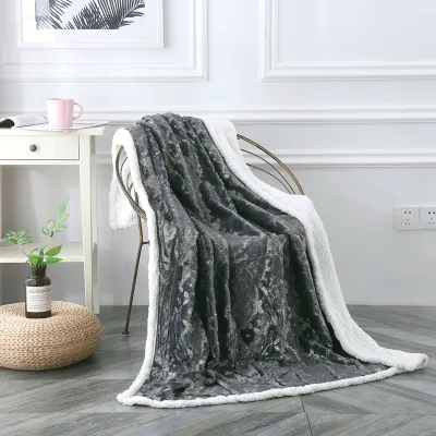 FY Wholesale Double Ply Soft PV Velvet Grey White Gold Stamping Silver-foil-printed Child Blanket for Bed Raschel Blanket