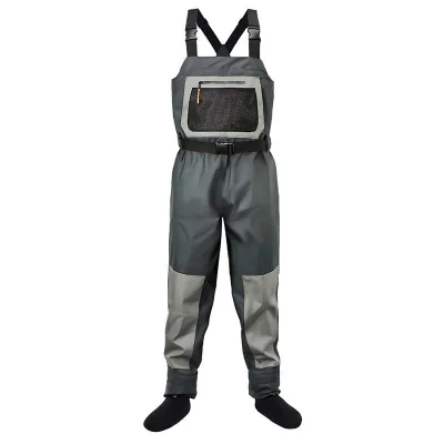 For Amazon Stocking Style Chest Wader Fishing Pants Three-Layer Breathable Nylon and PVC Waterproof Outdoor Fishing Clothing