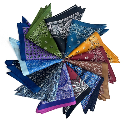 Factory Directly Wholesale square Bottom Pocket Ready to Ship Polyester Paisley Microfiber Hanky Maker