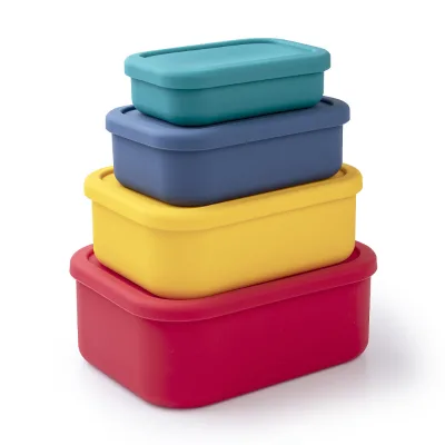 Reusable Microwave Kids Lunch Boxes Kitchen Silicone Leakproof Keeping Fresh Food Storage Box