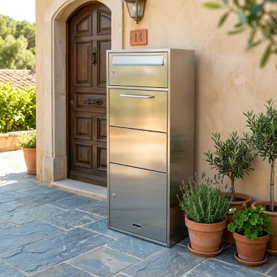 Project Supply Luxury Villa Outdoor Weatherproof Anti-Pry Floor Mount SUS304 Stainless Steel 48L Parcel Drop Letter Box