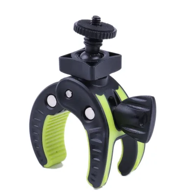 Camera Bike Mount Clamp with 1/4 Inch Screw and Phone Clip for Bicycle Motorcycle 360 Degree Rotating Roll up Sports Holder