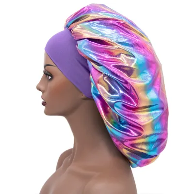 Wholesale Custom Logo Soft Satin Bonnet Silk Sleeping Cap for Women Designer Adjustable Waterproof Hair Care Shower Caps