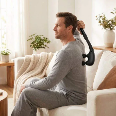 Multifunctional 2-in-1 Detachable Handheld Rechargeable Wireless Vibration Massage Gun with 15 Mins Auto-off Intelligent Timing