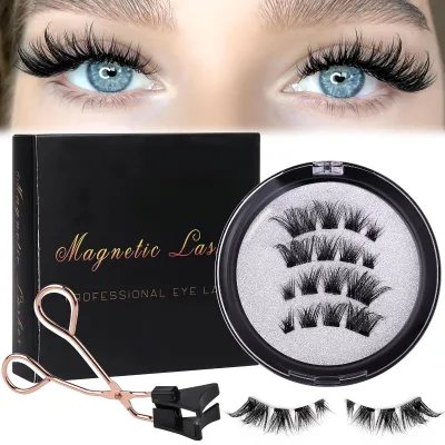 Easy to Wear Reusable Natural Long Thick Manga Eye Lashes Magnetic Set No Glue Needed Quantum Magnetic Eyelash Private Label