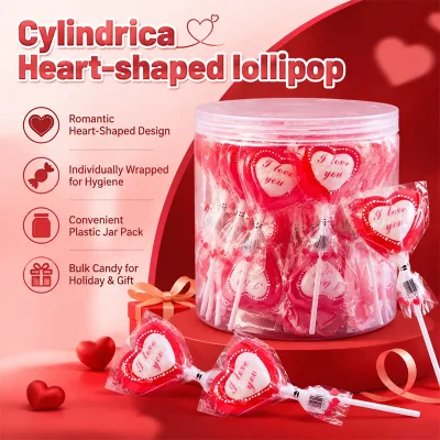 Valentine Heart Lollipop Hard Candy Red Suckers with Love Message Ideal for Romantic Gifts