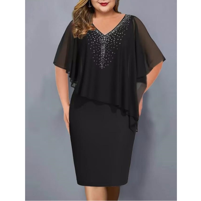 Women Plus Size Dresses for Banquet Irregular Chiffon Ball Prom Party Midi Dress Party Midi Dress Women Garment