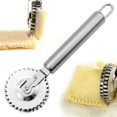 Stainless Steel Pastry Roller Sealing Embossing Knife, Pie Filling Dumpling Fancy Double-sided Rolling Lace Cutting Knife