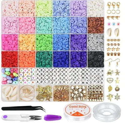 26 Grids DIY Bracelet Kit Clay Beads Soft Alloy Acrylic Letter Beads Soft Ceramic for Jewelry