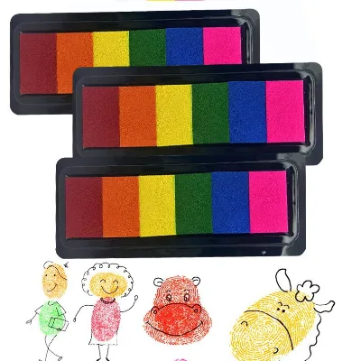 Hot Sale 4 or 6 Colors Rectangle Mini Gradient Color Ink Pad Fingerprint Ink Pad Kit