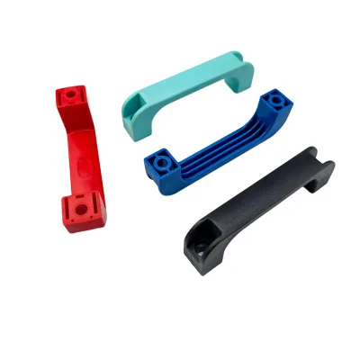 Heavy Duty Ribbed Nylon Bridge Handle 3 Longitudinal Rib Underside Recessed Pocket Mount Red Black Blue Green for Industrial