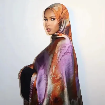 Best Selling Water Print Shawl Hijab Scarves Long Satin Modal Headscarves With Chiffon Silk Printed Brimming Hijabs