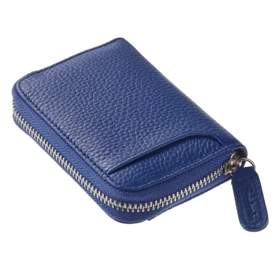 Wholesale Luxury Cowhide Leather Coin Case Wallet Purses Custom Logo Zippered Closure Fashionable Style