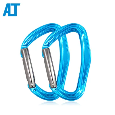 Wholesale High Strength 23KN Custom Logo D Shaped Aluminum Camping Hook Rock Climbing Carabiner Clip with 2300kg Capacity