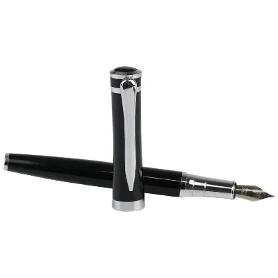 Promotion Metal Fountain Pen Custom logo Smooth Writing Black Fountain Pen Ink