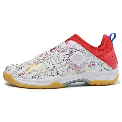 Professional Badminton Shoes Unisex Rotary Buckle Sneakers Non-Slip Rubber Sole Breathable Indoor Court Training Sports Shoes