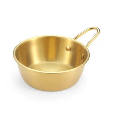 Custom Korean Ice Camping Travel Round Gold Metal Stainless Steel 304 Cooking Sauce Soup Salad Cool Rice Wine Bowl With Handle