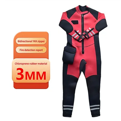 Professional 3mm Neoprene Bidirectional Ykk Zipper High Visibility Red Black Marine Safety Gear Water Rescue Wetsuit