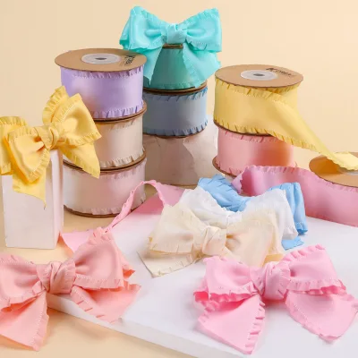 Classic High-Density Thickened Ruffled Webbing Bow Wavy Edge Ribbon Hair Accessories Clothing Herringbone Animal Print