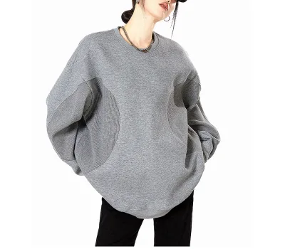 Custom Hip Hop Streetwear O-neck Pullover Sweatshirt Cotton Oversized Plus Size Design Print Heavyweight for Women