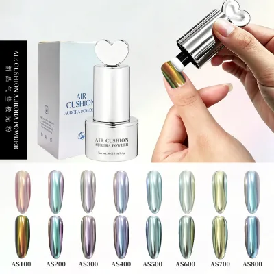 Custom OEM ODM Air Cushion Aurora Powder Bottle Built-in Retractable Applicator All-in-One Clean Easy Portable Nail Art Tool