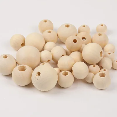 Fashion Nature Color Wooden Charm Round Beads 6/8/10/12/14/16/18/22/25/30/40/45/50mm Spacer Beads Diy for Jewelry Making