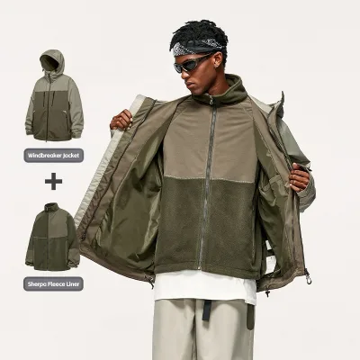 QUICKSHOW Hiking Windbreaker 3-in-1 Jacket Fleece Jackets Wholesale Winter Outdoor Men Puffer Jacket