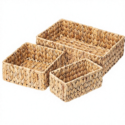 Baskets for Organizing Storage Hand Woven Baskets for Storage Natural Water Hyacinth Storage Baskets for Pantry Shelf