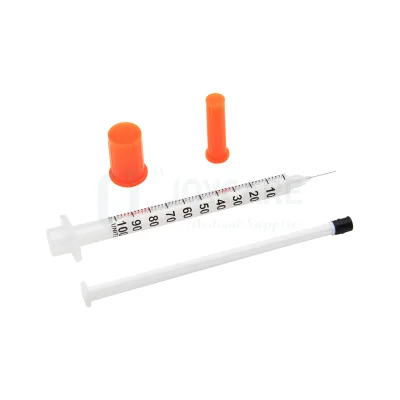 CE Approved Medical Sterile Disposable Orange C-ap Insulin Syringe With Needle U100