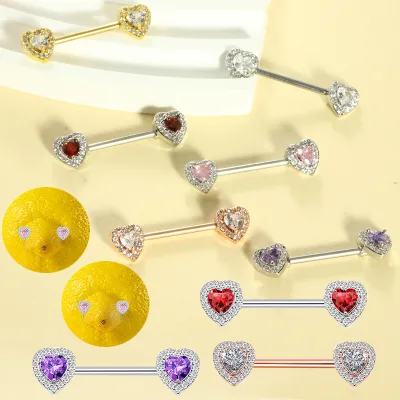 Wholesale 1PC Women's 14G Stainless Steel Breast Ring Fun Piercing Nipple Rings Zircon Main Stone Navel Piercing Accessories