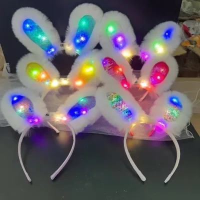 Bunny Ears LED Light Flashing Head Wear LED Headband Easter Party Halloween Decorations