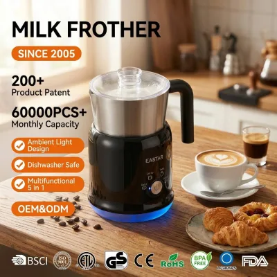 700ml Large Capacity Milk Frother Dishwasher Safe BPA Free Stainless Steel Steamer Professional Hot Cold Foam Coffee Maker Home