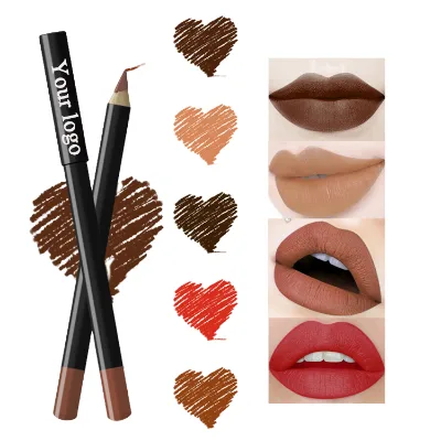 No Logo Lip Pen Lipliner Makeup Private Label Lip Liner Pencil Stain Marker Crayon Eyeliner Eyebrow Pencil Multi Purpose