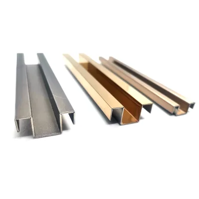 PVD Coated Stainless Steel Skirting Board Brushed Rose Gold Black Titanium Metal Baseboard Decorative Wall Floor Trim