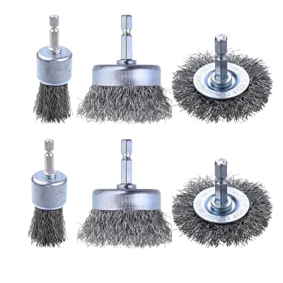 Carbon Steel Wire Wheel Brush, Wheel Brush for Dill, Hex Shank, Pen Brush for Rust Removal, Corrosion and Scrub Surfaces