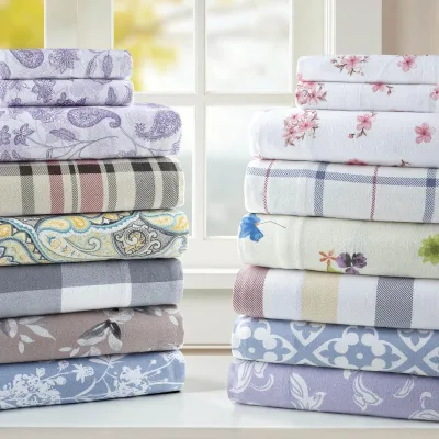 OEM ODM 180GSM Brushed Cotton Floral Printed Flannel Sheet Sets 3-piece Dusty Rose Twin Oeko-tex Home Decor