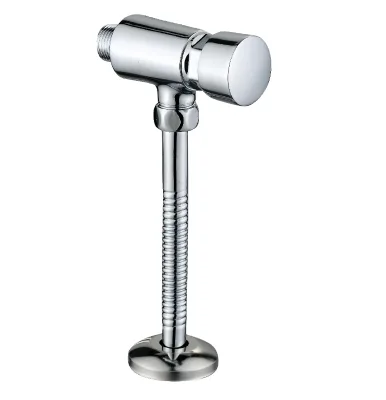 Classic Wall Mount Chrome Brass Body Brass Cartridge Time Delay Urinal Flushing Valve for Restroom