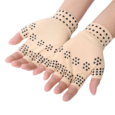 Copper Dot Fingerless Nylon Cotton Gloves Silicon Non-Slip Technology Daily Work Physiotherapy Touch Screen Hand Sports Gloves