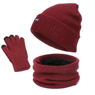 Wholesale Knitted Scarf, Hat, Gloves 3 Piece Set Combo, Winter Warm Knitted Winter Hat