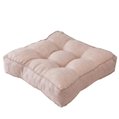 Factory Wholesale 3D Solid Color Thickened Faux Linen PP Cotton Filled Square Seat Cushion Prolonged Sitting Compressed Not