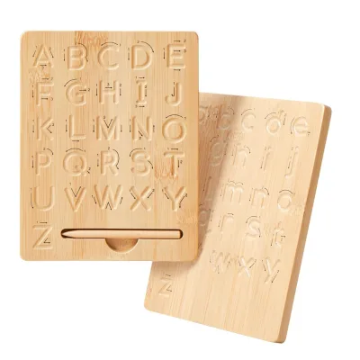 Double-Sided Letter Boards for Kids Montessori Wooden Alphabet Tracing Board Wood Letter Practicing Board  for Toddlers