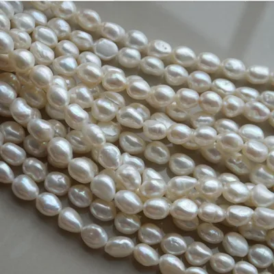 Zhuji Hot 4-11mm Flat Shape Top Drilled Pearls with Horizontal and Vertical Holes Loose Baroque Freshwater Pearl in Strand
