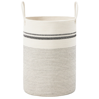 GREENSIDE Modern Nursery  Basket Elegant Rope Design Woven Laundry Hamper for Dirty Clothes Toys Water Hyacinth