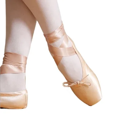 Bestdance Women Ballet Shoes Satin Upper With Ribbon Shoes Canvas BalletToe Shoes
