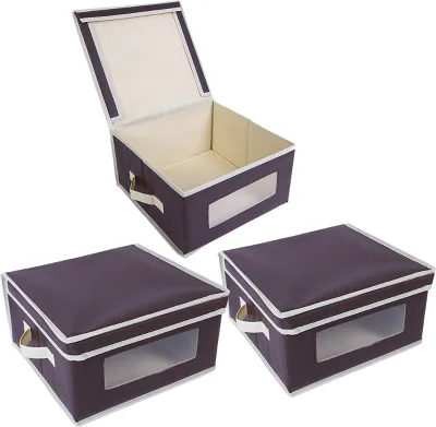 Foldable Fabric Storage Containers Bins Organization Cube Boxes With Clear Windows Lids Storage and Organization
