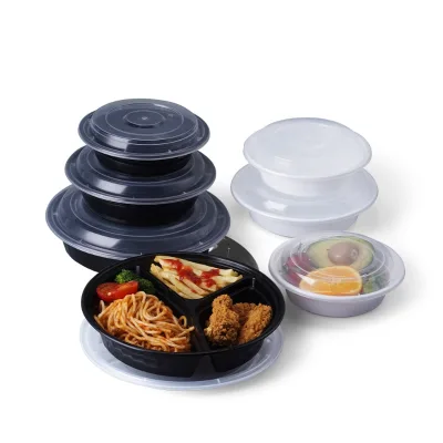 JDR-348 Factory Wholesales Round pp Plastic 3 Compartments Food Packaging Container Take Away Lunch Box