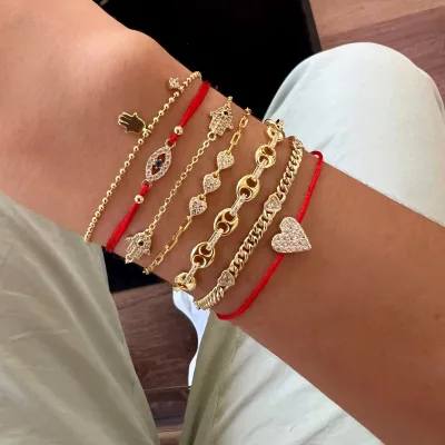 New Charm 925 Sterling Silver Fatima Hand Hamsa Link Chain Bracelet Friendship Women Wedding Jewelry